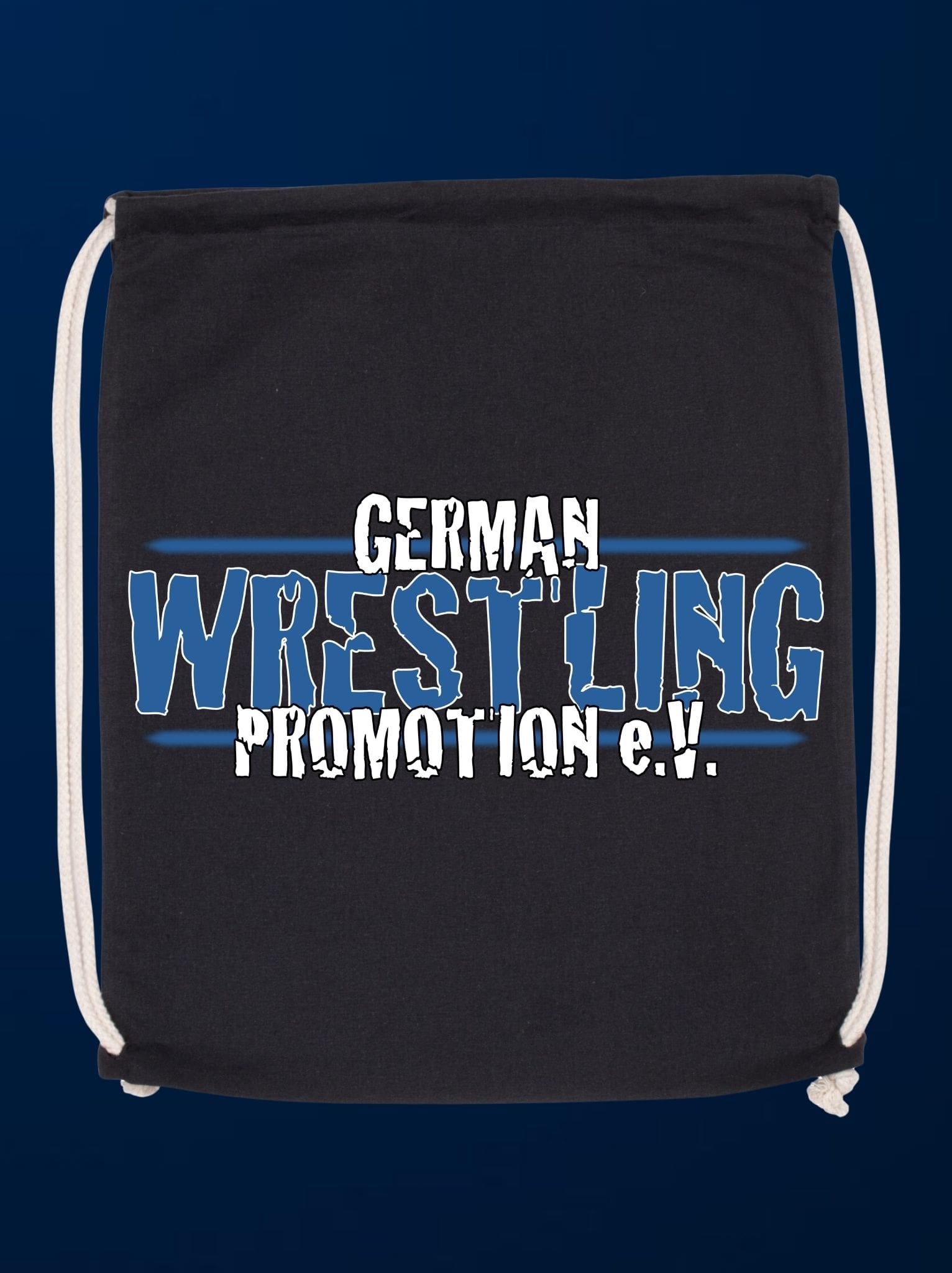 GWP Turnbeutel schwarz - Logo weiß-blau